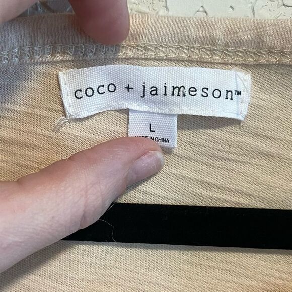 Coco + Jaimeson- Cream Embroidered Peplum Blouse, Size Large - Picture 2 of 11